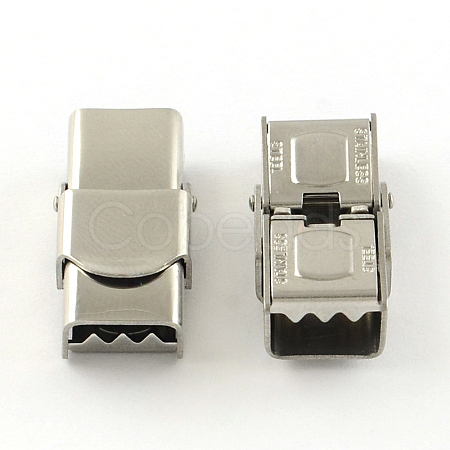 Tarnish Resistant Smooth Surface 201 Stainless Steel Watch Band Clasps STAS-R063-87-1