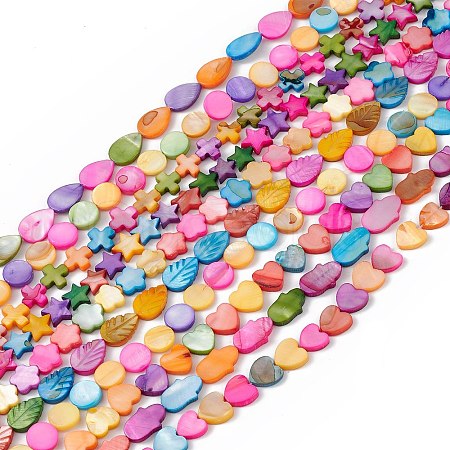 10 Strands Colorful Natural Freshwater Shell Dyed Beads Strands SHEL-M018-05-1