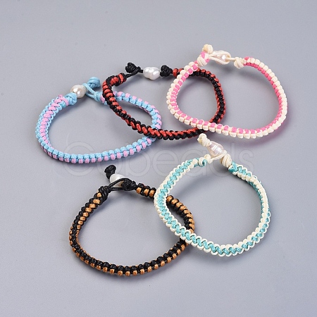 Waxed Polyester Braided Cord Bracelets BJEW-JB04342-1