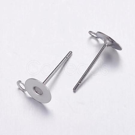 Non-Tarnish 304 Stainless Steel Stud Earrings Findings STAS-K146-013-6mm-1