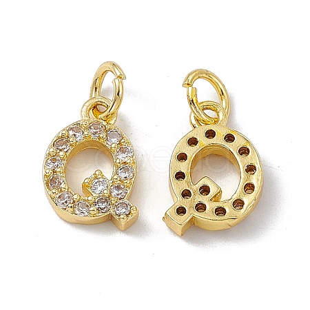 Real 18K Gold Plated Brass Micro Pave Clear Cubic Zirconia Charms KK-E068-VB452-Q-1