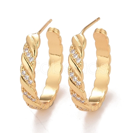 Clear Cubic Zirconia Twist Rope Wrap Stud Earrings EJEW-C022-18G-1