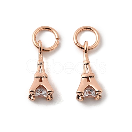Brass Micro Pave Cubic Zirconia Charms ZIRC-G133-04RG-1-1