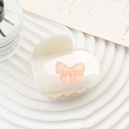 Heart with Bowknot Cellulose Acetate(Resin) Claw Hair Clips PW-WG50019-07-1