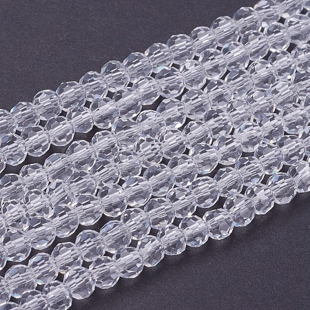 Faceted(32 Facets) Round Glass Beads Strands X-EGLA-J042-4mm-12-1