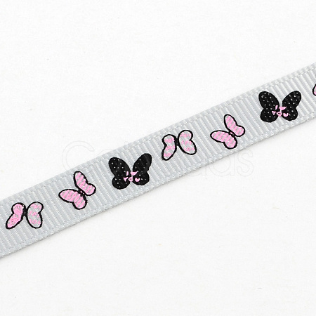 Single Face Butterfly Printed Polyester Grosgrain Ribbon OCOR-S033-9mm-03-1