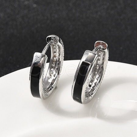 Brass Micro Pave Clear Cubic Zirconia Hoop Earrings EJEW-K276-11P-01-1