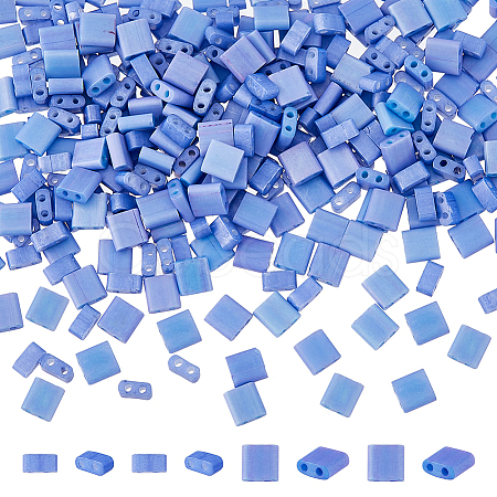300Pcs 2 Styles 2-Hole Opaque Colours Glass Seed Beads SEED-HS0001-06F-1