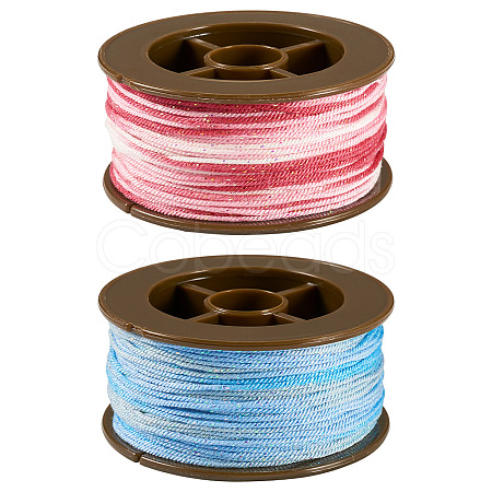 2 Rolls 2 Colors Segment Dyed Round Polyester Twisted Cords OCOR-TA0003-59D-1