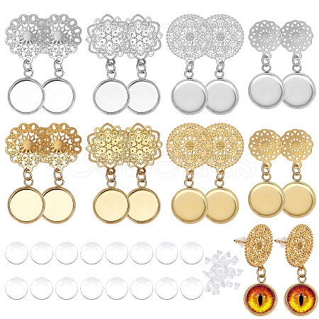 8 Pairs 4 Styles Blank Dome Glass Dangle Stud Earrings EJEW-AB00010-1