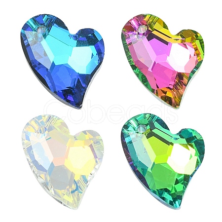 4Pcs 4 Colors Electroplated Glass Pendants EGLA-YW0001-60-1