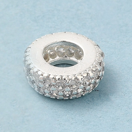 Rack Plating Brass Cubic Zirconia European Beads KK-K372-12S-1