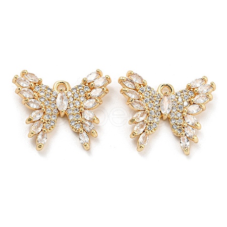 Brass Micro Cubic Zirconia Pendants KK-Q789-25G-1