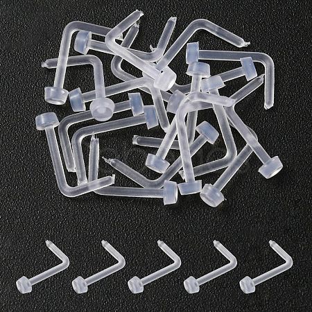 Acrylic L-Shaped Nose Ring AJEW-YW0001-06G-1