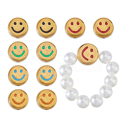 10Pcs 5 Colors 304 Stainless Steel Enamel Beads STAS-DC0017-42-1