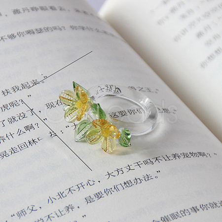 Flower Glass Finger Rings FS-WG137CE-02-1