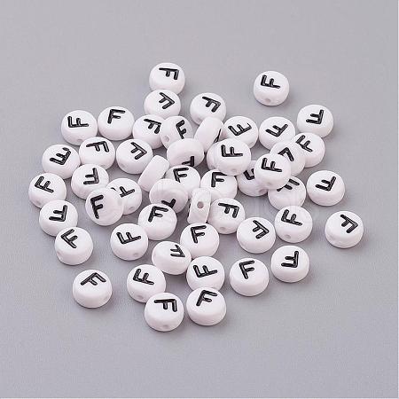 Acrylic Horizontal Hole Letter Beads X-PL37C9070-F-1