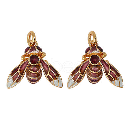 2Pcs 925 Sterling Silver Enamel Bees Pendants STER-CA0001-14-1