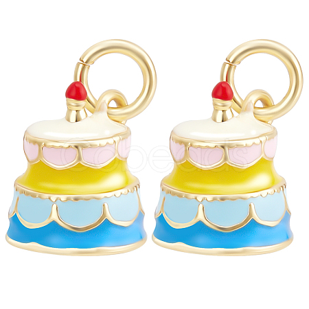 6Pcs Real 18K Gold Plated Brass Enamel Pendants KK-BBC0015-31-1
