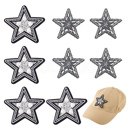 8Pcs 2 Styles Star Embroidery Cloth Sew on Appliques DIY-HY0001-90-1