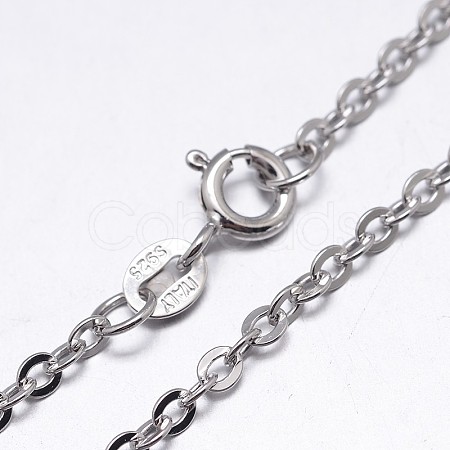 Anti-Tarnish Rhodium Plated 925 Sterling Silver Cable Chains Necklaces NJEW-M157-25C-16-1