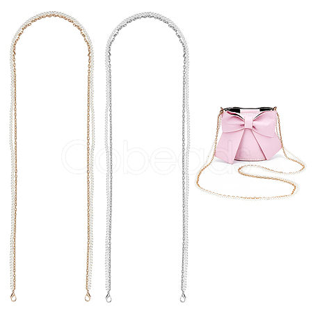 2Pcs 2 Colors Plastic Imitation Pearl & Iron Chain Crossbody Phone Chain FIND-WR0009-48-1