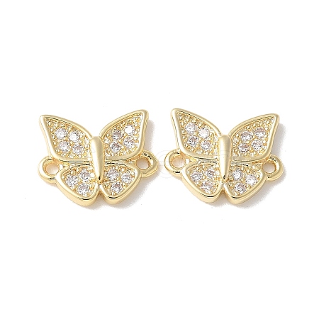 Brass Micro Pave Clear Cubic Zirconia Butterfly Connector Charms KK-Q031-04G-1
