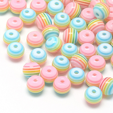 Transparent Stripe Resin Beads RESI-S345-8mm-09-1