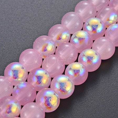 Spray Painted Glass Beads Strands GGLA-S058-001C-01-1