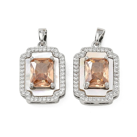 Brass Micro Pave Cubic Zirconia Pendants KK-C172-21P-1