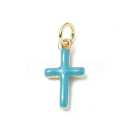Real 18K Gold Plated Eco-Friendly Rack Plating Brass Enamel Pendants KK-F845-40G-03-1