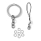 1Set Assorted Iron Findings including 2g Iron Jump Rings, 5pcs Cord Loop Mobile Straps, 3pcs Alloy Keychain Findings, Platinum, 6x0.7mm, 60mm long, 26mm inner diameter