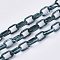 Handmade Acrylic Cable Chains, Imitation Gemstone Style, Two Tone Color, Flat Oval, Sea Green, 19x12x4.5mm, about 39.37 inch(1m)/strand