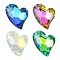 4Pcs 4 Colors Electroplated Glass Pendants, Silver Plated Bottom, Faceted, Heart Charms, Mixed Color, 17x14x5mm, Hole: 1.2mm, 1Pc/color