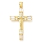 Brass Pave Clear Cubic Zirconia Pendants, Cross, Real 16K Gold Plated, 36x22.5x4mm, Hole: 3.5mm