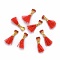 Alloy Glass Rhinestone Nail Art Decoration, with Tassel, Golden, Chinese knot, Red, Light Siam, 24x6mm