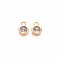 Brass Charms, with Rhinestone, Nickel Free, Real 18K Gold Plated, Flat Round, White Opal, 8x5x3mm, Hole: 1.4mm