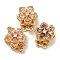 Brass Micro Pave Clear Cubic Zirconia Box Clasps, Real 18K Gold Plated, Flower, 2-Strand, 4-Hole, Mixed Color, 21.5x15.5x11.5mm, Hole: 1.6mm