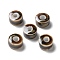 Handmade Porcelain Beads, Flat Round, Saddle Brown, 9.5~10x6mm, Hole: 3mm