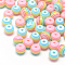 Transparent Stripe Resin Beads, Round, Pink, 8mm, Hole: 1.6~2mm