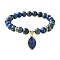 Natural Lapis Lazuli Stretch Bracelets, with Horse Eye Charms, Inner Diameter: 2-1/8 inch(5.35cm)