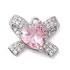 Rack Plating Brass Micro Pave Pink Cubic Zirconia Pendants KK-H463-10P-02-1