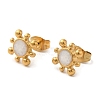 Ion Plating(IP) 304 Stainless Steel Flower Stud Earrings EJEW-C114-07A-G-2