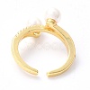 Brass Micro Pave Clear Cubic Zirconia Cuff Rings RJEW-F114-01G-2