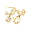Brass Micro Pave Clear Cubic Zirconia Earring LS-EJEW-U009-01G-2