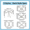 10Pcs 5 Styles Iron & Brass Brass Crystal Rhinestone Shoe Decoration FIND-HY0003-99-2
