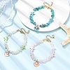 3Pcs Natural Moonstone & Rose Quartz & Synthetic Turquoise Chips & Shell Pearl Beads Bracelets Sets BJEW-JB12413-1