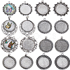 SUNNYCLUE 16Pcs 8 Styles Tibetan Style Flat Round Alloy Pendant Cabochon Settings TIBEP-SC0002-50-1