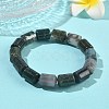 Column Natural Moss AgateBeads Stretch Bracelets for Women Men BJEW-A148-01A-28-2