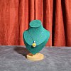Velvet Bust Necklace Display Stands with Wooden Base ODIS-Q041-02A-01-1